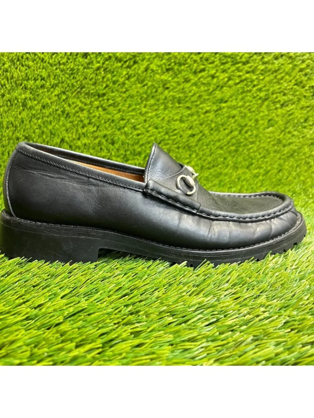 Gucci Horsebit Mens Size 9.5B Black Casual Classic Leather Slip On Loafers Shoes
